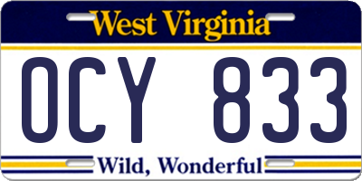 WV license plate OCY833