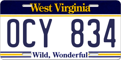 WV license plate OCY834