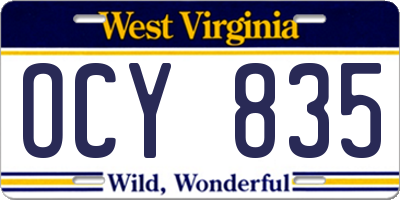 WV license plate OCY835