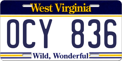 WV license plate OCY836