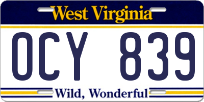 WV license plate OCY839