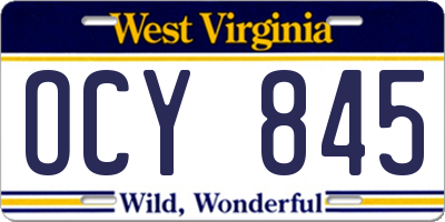 WV license plate OCY845