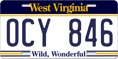 WV license plate OCY846