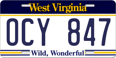 WV license plate OCY847