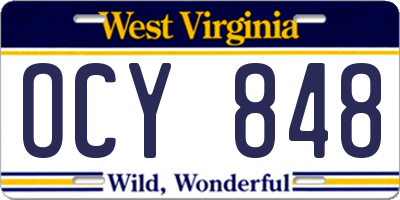 WV license plate OCY848