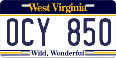 WV license plate OCY850