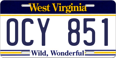 WV license plate OCY851