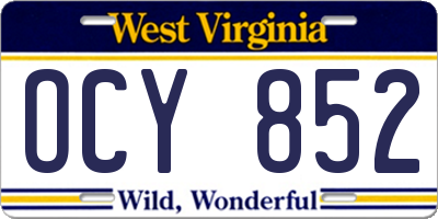 WV license plate OCY852