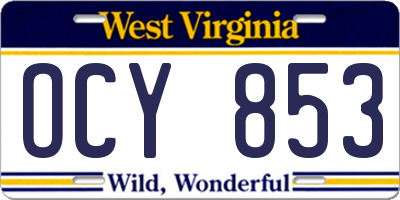 WV license plate OCY853