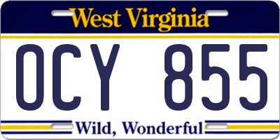WV license plate OCY855