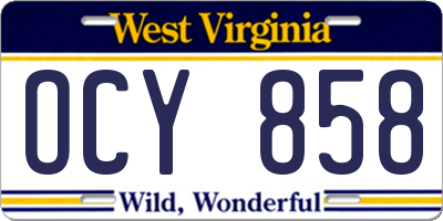 WV license plate OCY858