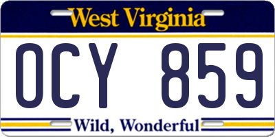 WV license plate OCY859
