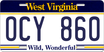 WV license plate OCY860