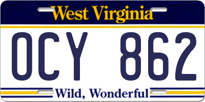 WV license plate OCY862