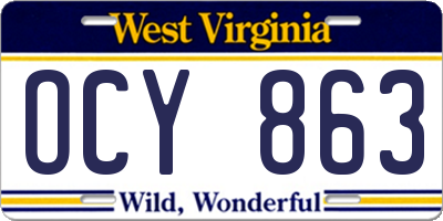 WV license plate OCY863