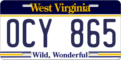 WV license plate OCY865