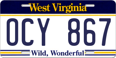 WV license plate OCY867