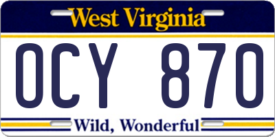 WV license plate OCY870