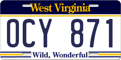WV license plate OCY871
