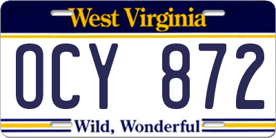 WV license plate OCY872