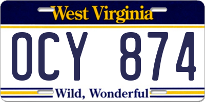 WV license plate OCY874
