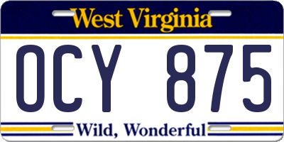 WV license plate OCY875