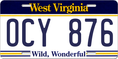 WV license plate OCY876