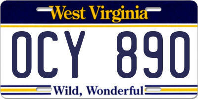WV license plate OCY890