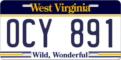 WV license plate OCY891