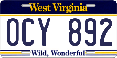 WV license plate OCY892