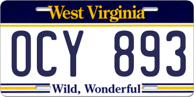 WV license plate OCY893