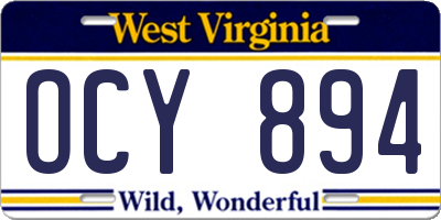 WV license plate OCY894