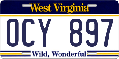 WV license plate OCY897