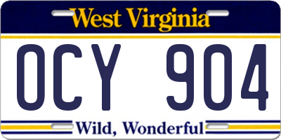 WV license plate OCY904