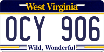 WV license plate OCY906