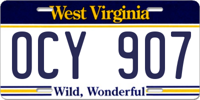 WV license plate OCY907