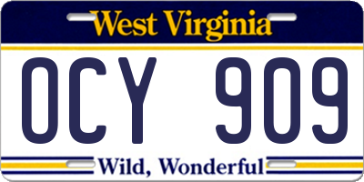 WV license plate OCY909