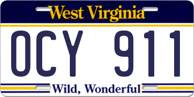 WV license plate OCY911