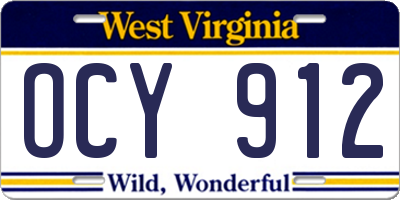 WV license plate OCY912