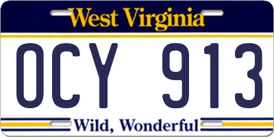 WV license plate OCY913