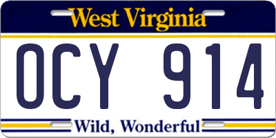 WV license plate OCY914
