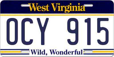 WV license plate OCY915