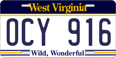 WV license plate OCY916