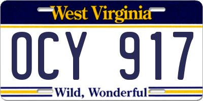 WV license plate OCY917