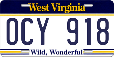 WV license plate OCY918