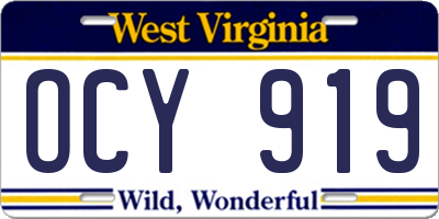 WV license plate OCY919