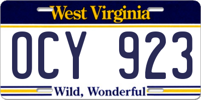 WV license plate OCY923