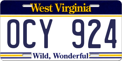 WV license plate OCY924