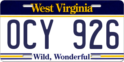 WV license plate OCY926