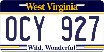 WV license plate OCY927